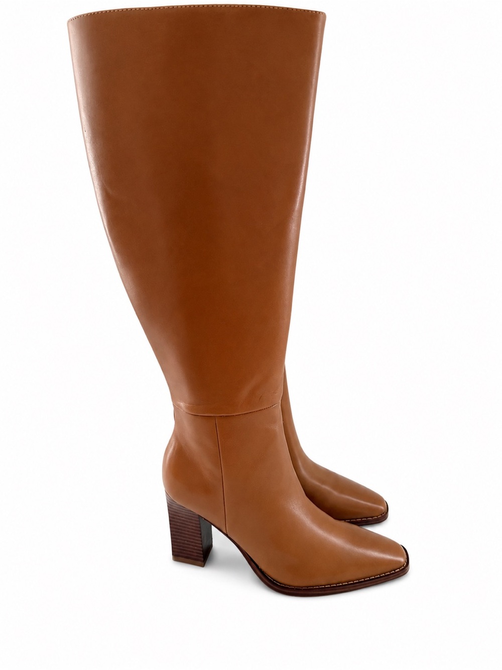 Nine west zazz knee high boots dark natural tan size 6 Wide calf
